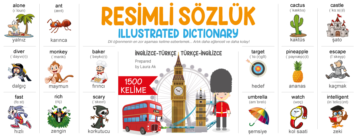 Resimli İngilizce-Türkçe Sözlük Illustrated Dictionary  Laura Ak Sözcü Kitabevi